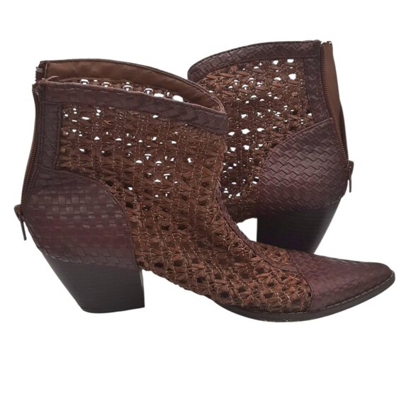 Coconuts By Matisse Caught Up Woven Leather Perforated Western Style Boots 7.5 - Picture 7 of 14
